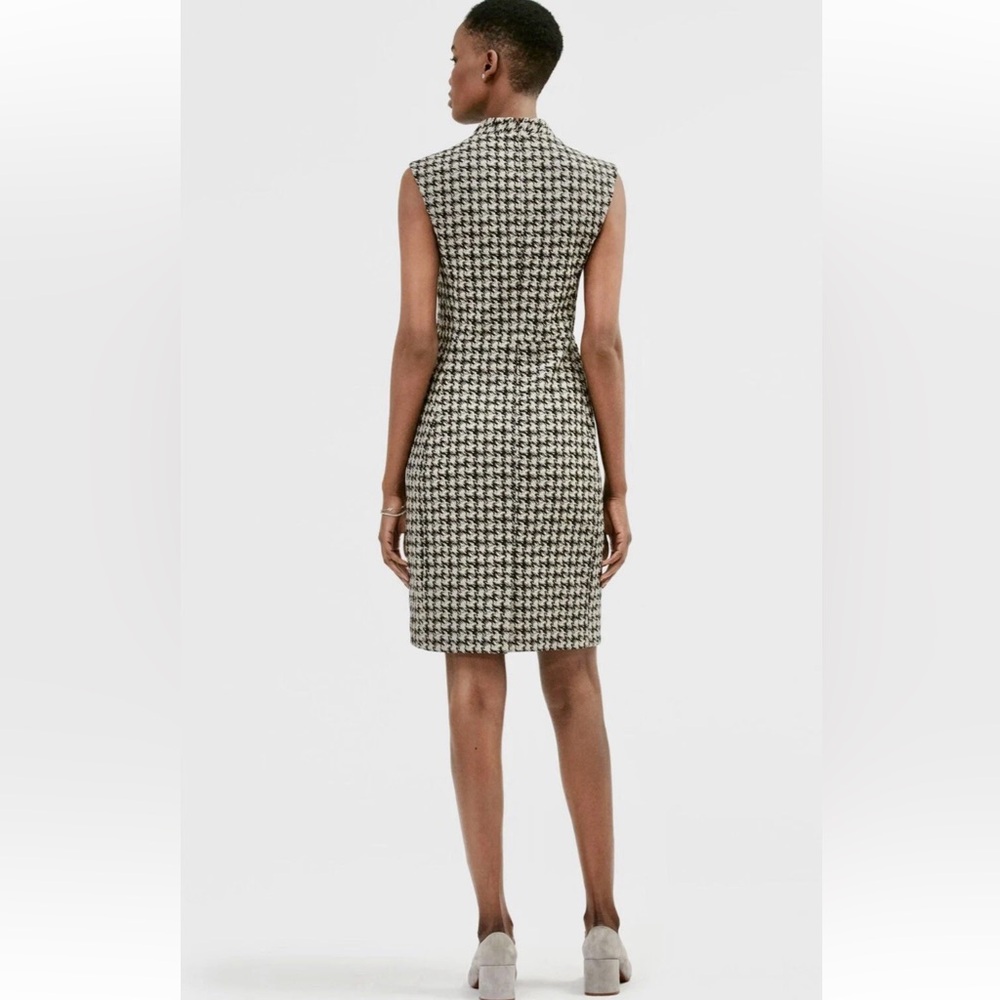 MM.LaFleur Aditi 2.0 Houndstooth Woven Cap Slv V-Neck Sheath Dress Size XS - Picture 3 of 7